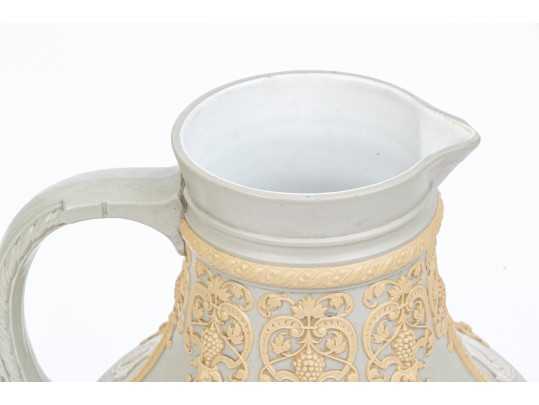 Stunning Mettlach Relief Decorated Ceramic Water Pitcher