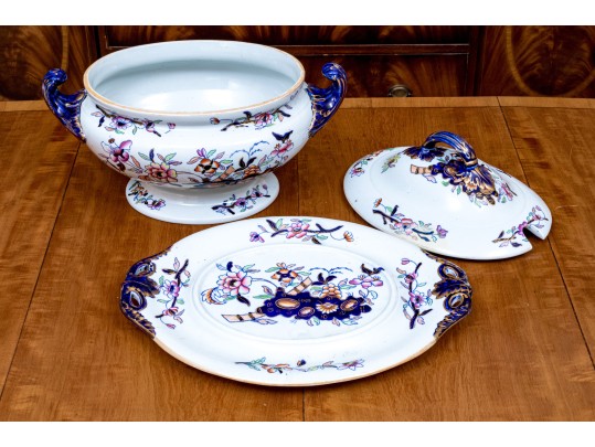 Antique English Ironstone Tureen With Underplate