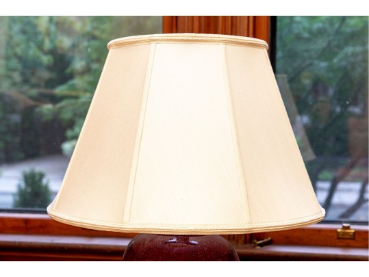 Glossy Burgundy Ceramic Table Lamp (No Shade)