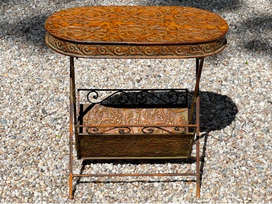 Decorative Vintage Tiered Painted Metal Folidng Table 