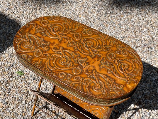 Decorative Vintage Tiered Painted Metal Folidng Table 