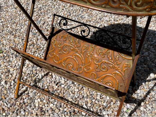 Decorative Vintage Tiered Painted Metal Folidng Table 