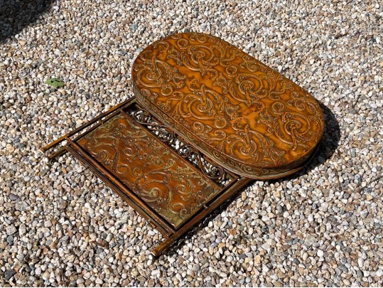 Decorative Vintage Tiered Painted Metal Folidng Table 