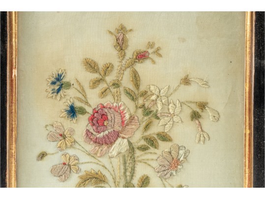Antique Hand-Stitched Floral Embroidery Pieces