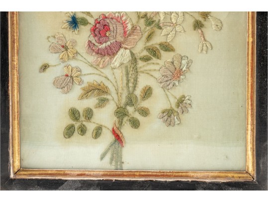 Antique Hand-Stitched Floral Embroidery Pieces