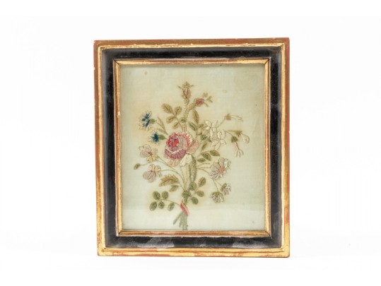 Antique Hand-Stitched Floral Embroidery Pieces