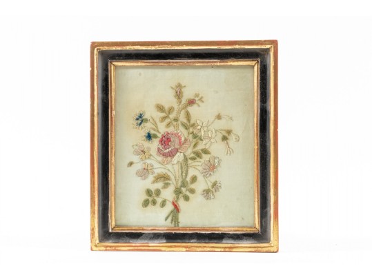 Antique Hand-Stitched Floral Embroidery Pieces