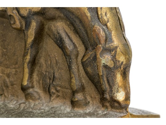 Impressively Cast Pair Of Brass Horse Form Bookends