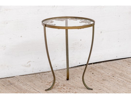 Vintage Italian Gold Painted Wrought Iron Accent Table, Ca. 1960's