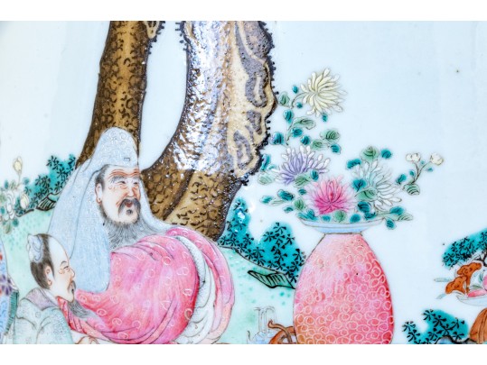 Large Antique Chinese Famille Rose Painted Porcelain Vase Mounted As A Table Lamp