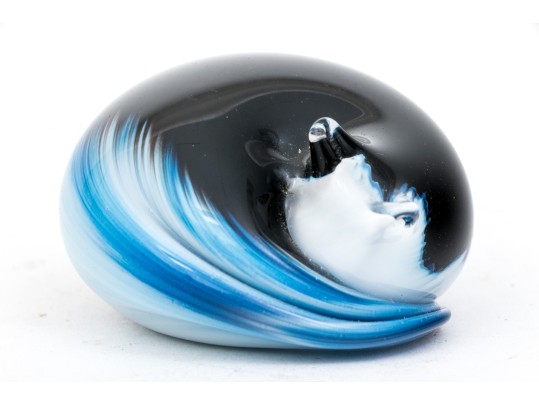 Artisanal Steven Newell Hand-blown Glass Paperweight