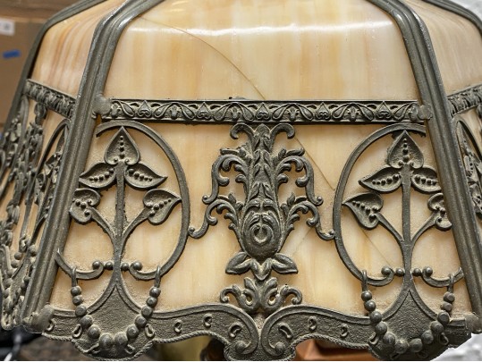 Vintage Six Pannel Slag Glass Lamp, Ca. 1910-30