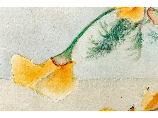 Marie Antoinette Ney (American, 1846-1915) Watercolor On Paper, Basket Of Pansies