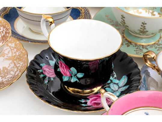 Collection Of Eight Vintage Tea Cups And Saucers, Mostly English