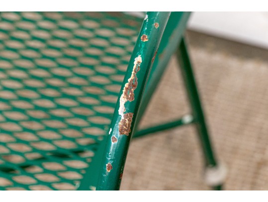 Five Piece Vintage Green Painted Wrought Iron Patio Set