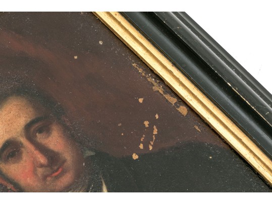 Small Vintage Portrait On Copper, Wooden Frame