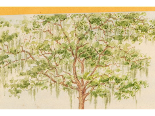 In The Manner Of Childe Hassam Watercolor Of St. Petersburg, Florida Coastal Landscape