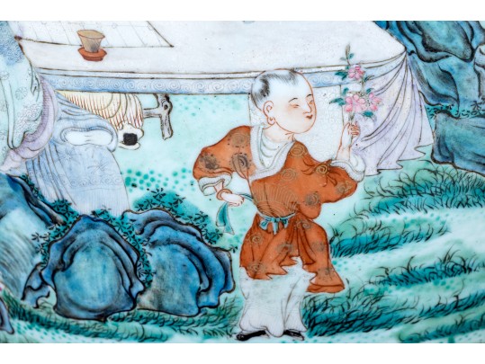 Large Antique Chinese Famille Rose Painted Porcelain Vase Mounted As A Table Lamp