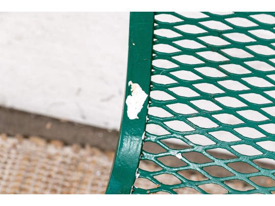 Five Piece Vintage Green Painted Wrought Iron Patio Set