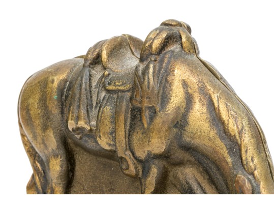 Impressively Cast Pair Of Brass Horse Form Bookends