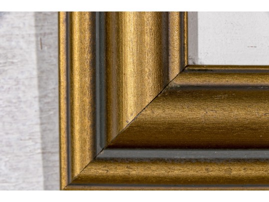 English School, Framed Antique Colored Engraving, River Landscape