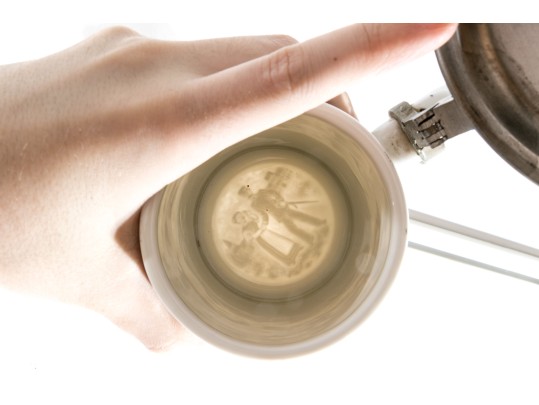 Pair Of Fabulous German Lithopane Steins, With Scenes In The Bottom Of The Stein