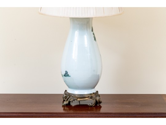 Large Antique Chinese Famille Rose Painted Porcelain Vase Mounted As A Table Lamp