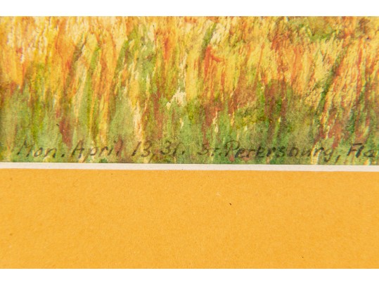 In The Manner Of Childe Hassam Watercolor Of St. Petersburg, Florida Coastal Landscape