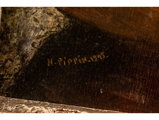 In The Manner Of  Horace Pippin (Am., 1888-1946) Oil On Panel, Portrait Of An African American Woman