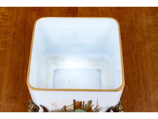 Attrib. Mount Washington Painted Glass Jardiniere On Stand