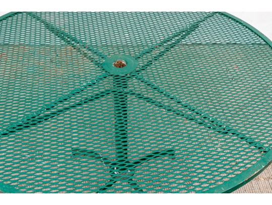 Five Piece Vintage Green Painted Wrought Iron Patio Set