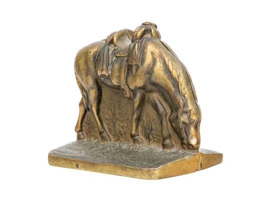 Impressively Cast Pair Of Brass Horse Form Bookends