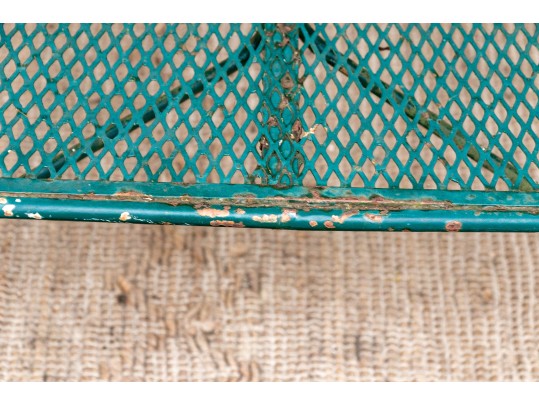 Four Piece Elegant Vintage Green Painted Wrought Iron Patio Set