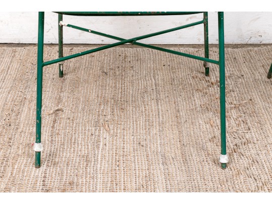 Five Piece Vintage Green Painted Wrought Iron Patio Set