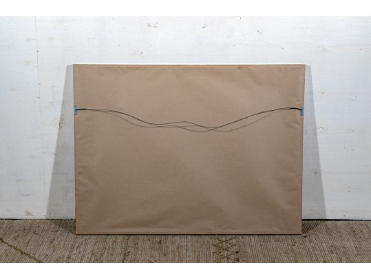 Large Scale Framed New Age Japanese Tryptich, Printed And Embroidered Fabric Scenes