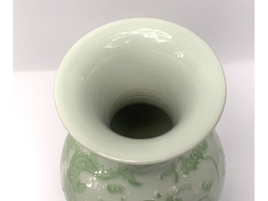 Large Chinese Dragon Relief Porcelain Vase From Lillian August