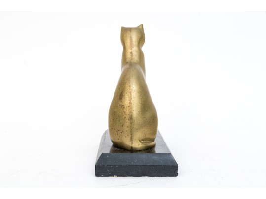 Vintage Heavy Cast Brass Seated Cat