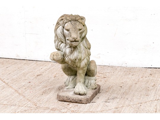 Vintage Seated Cement Lion