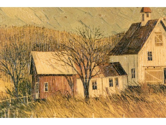 Oil On Canvas, Country Landscape With Farmstead