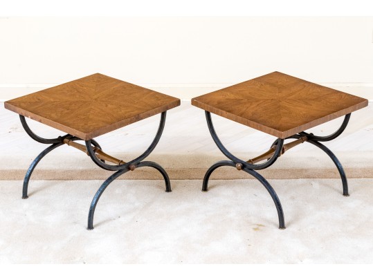 Pair Of Good Looking Vintage Campaign Style End Tables 