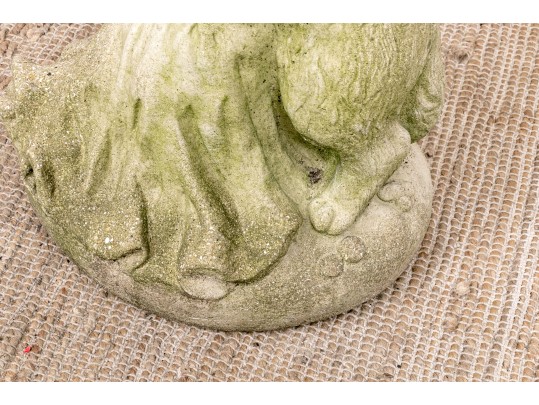 Vintage American Cement Garden Statue Of Mama Cat By HGC Cement Co