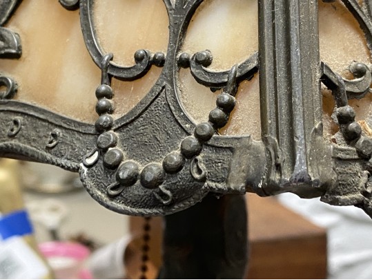 Vintage Six Pannel Slag Glass Lamp, Ca. 1910-30