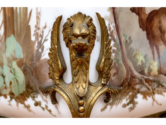 Attrib. Mount Washington Painted Glass Jardiniere On Stand