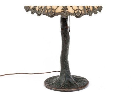 Vintage Six Pannel Slag Glass Lamp, Ca. 1910-30