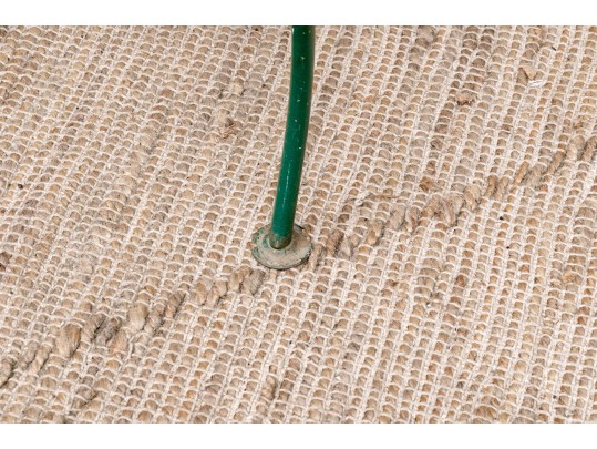 Three Piece Vintage Green Painted Wrought Iron Patio Set