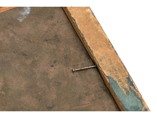 Small Vintage Portrait On Copper, Wooden Frame