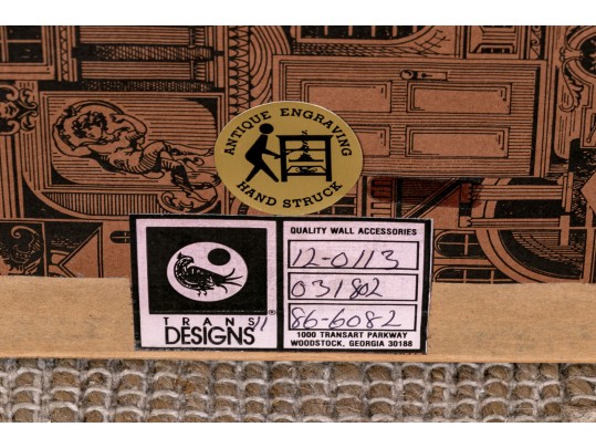 English School, Framed Antique Colored Engraving, River Landscape