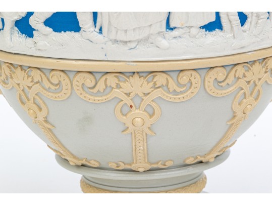 Stunning Mettlach Relief Decorated Ceramic Water Pitcher