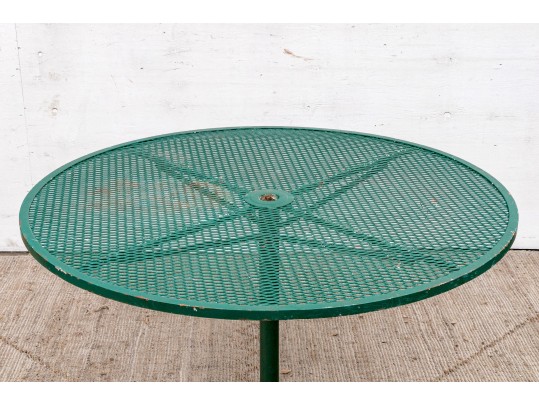 Five Piece Vintage Green Painted Wrought Iron Patio Set