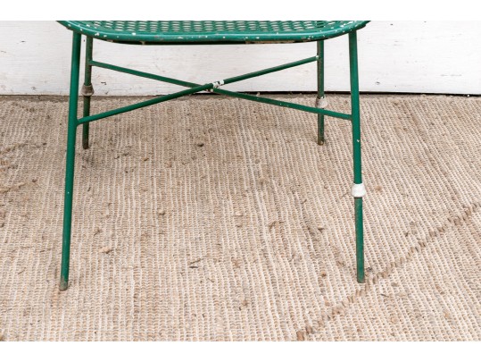 Five Piece Vintage Green Painted Wrought Iron Patio Set